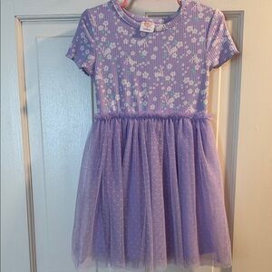 Wonder Nation Lavender Floral Toddler Girl Easter Bunny 2 layer Dress 4T